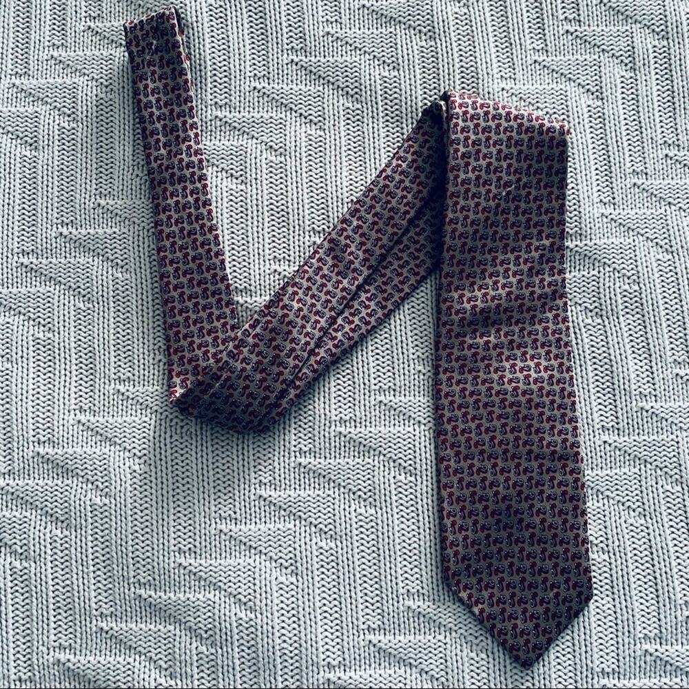 Vintage Christian Dior maroon pattern tie - Picture 1 of 6